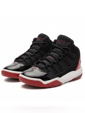 Nike Air Jordan Max Aura Black Red High Sneakers Running Shoes AQ9214-006 3.5